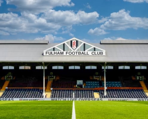 Interior view of Fulham FC's Johnny Haynes Stand at Craven Cottage